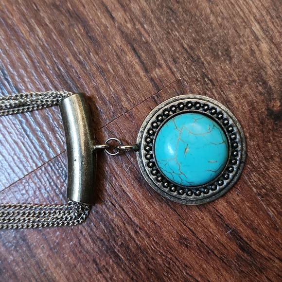 Turquoise Pendant 4 strand necklace - Picture 2 of 4
